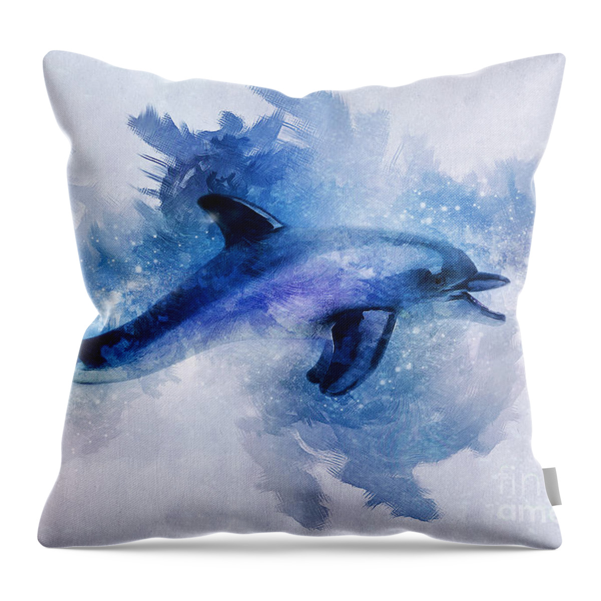 Dolphin Throw Pillow featuring the digital art Dolphins Freedom by Ian Mitchell