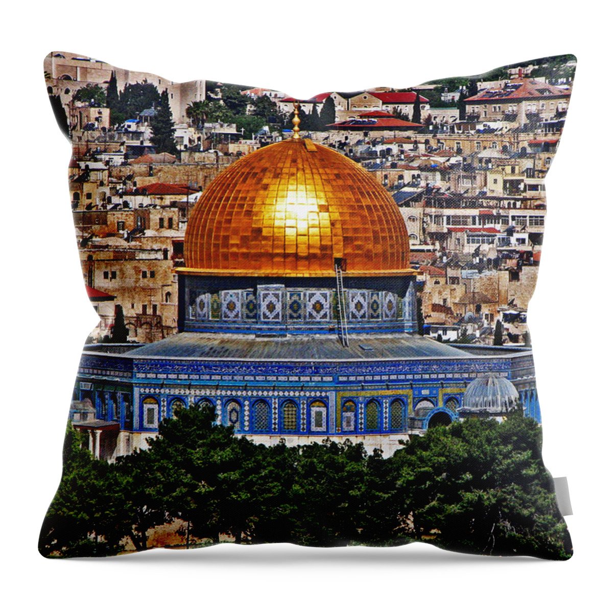 Jerusalem Throw Pillow featuring the photograph Dome of the Rock by T Guy Spencer