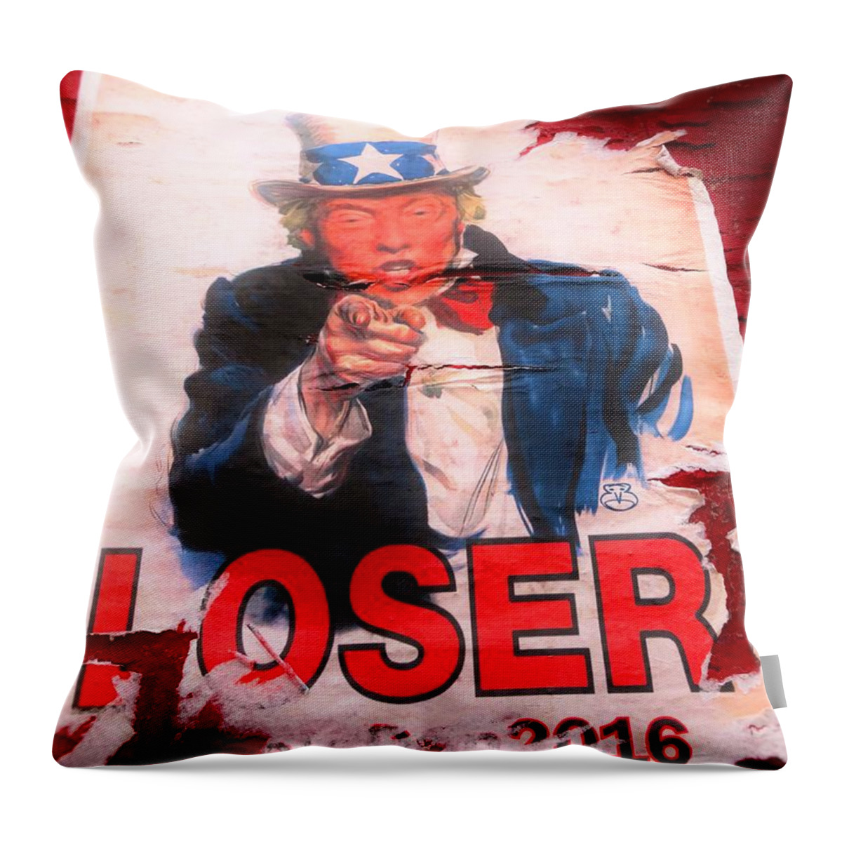 Donald Trump Throw Pillow featuring the photograph Donald Trump Loser or Winner by Funkpix Photo Hunter