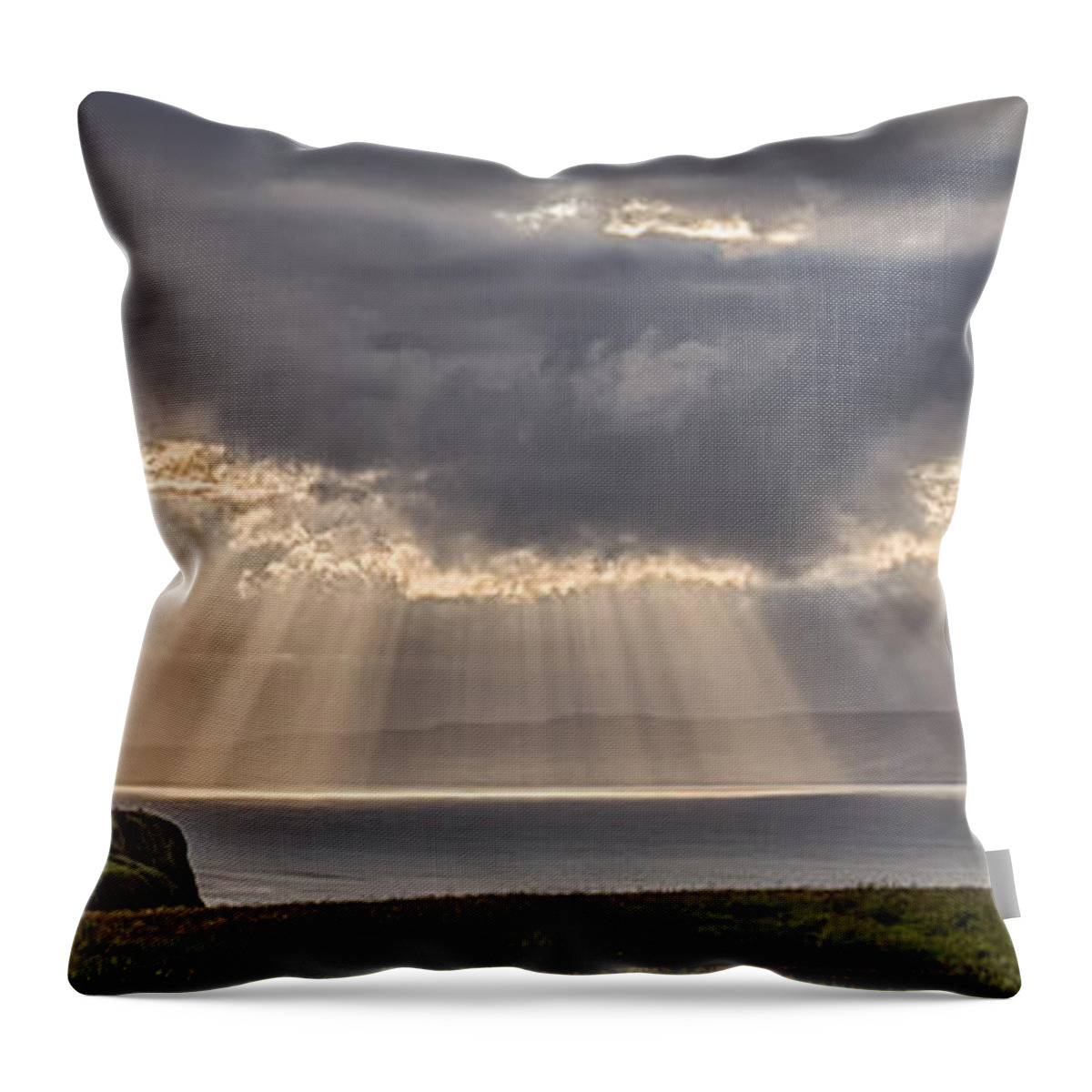 Mussenden Throw Pillow featuring the photograph Donegal Sunburst by Nigel R Bell