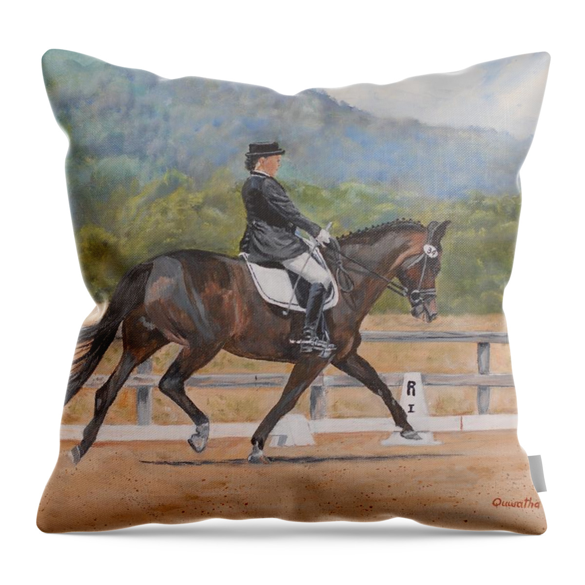 Horse Throw Pillow featuring the painting Donnerlittchen by Quwatha Valentine