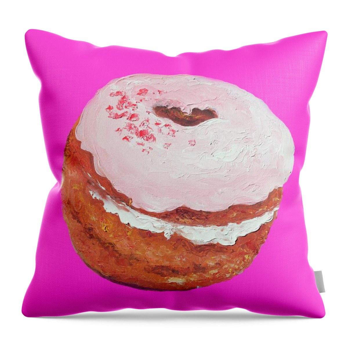 Cronut Throw Pillow featuring the painting Donut Painting by Jan Matson