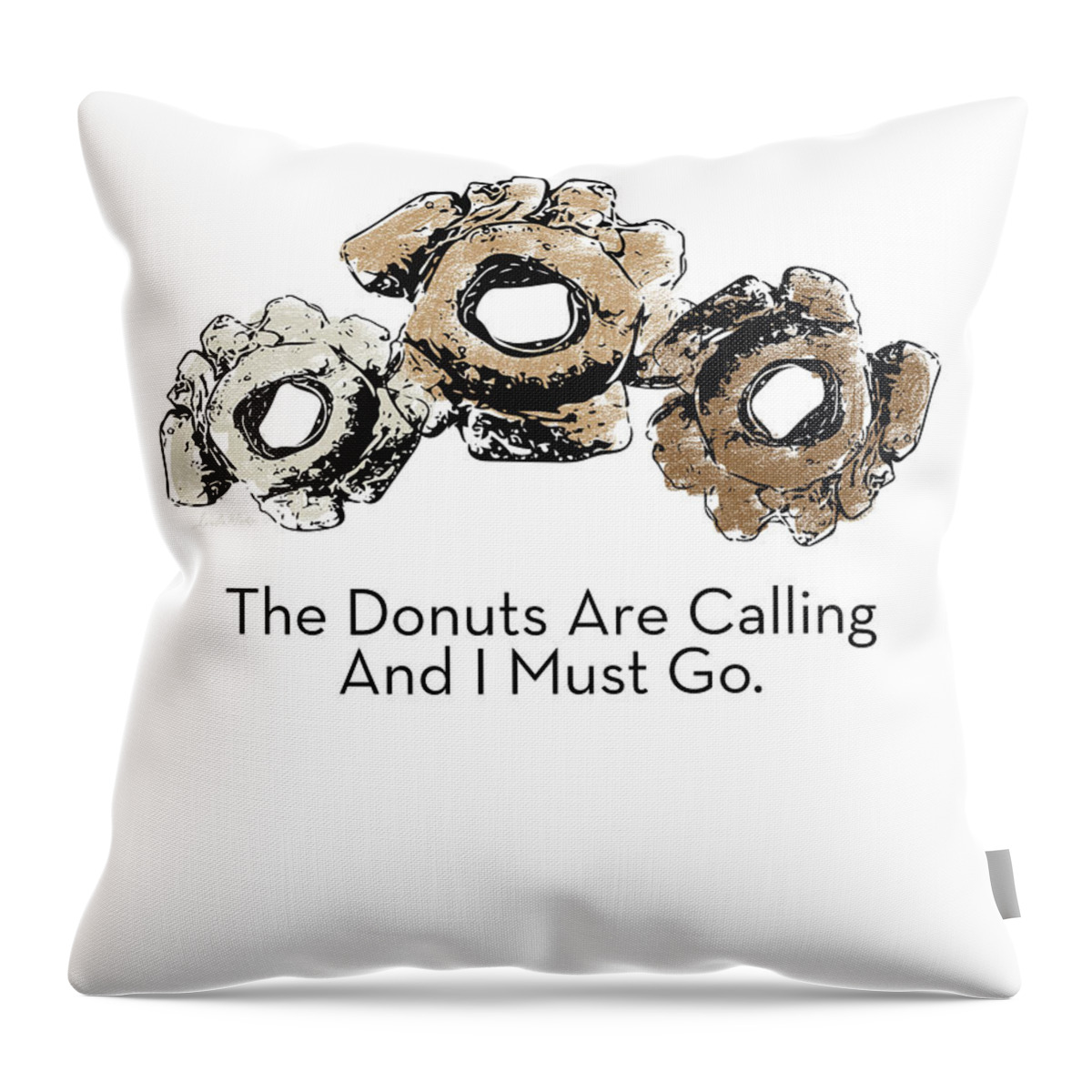 Donuts Throw Pillow featuring the mixed media Donuts Calling- Art by Linda Woods by Linda Woods
