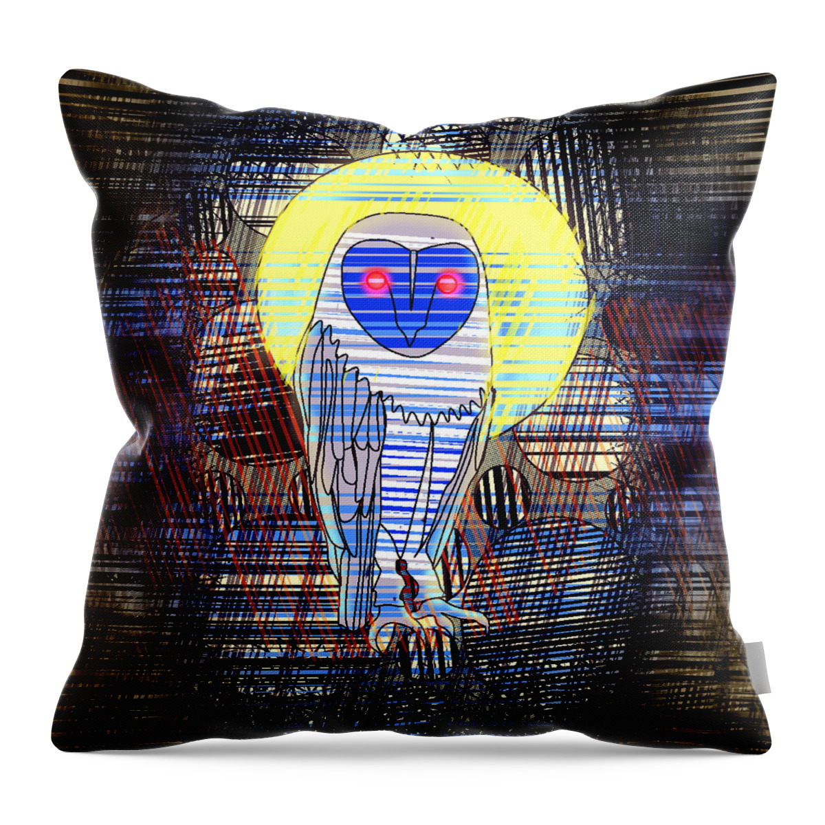 Buho Throw Pillow featuring the digital art Doodle Buho by Rene Lopez