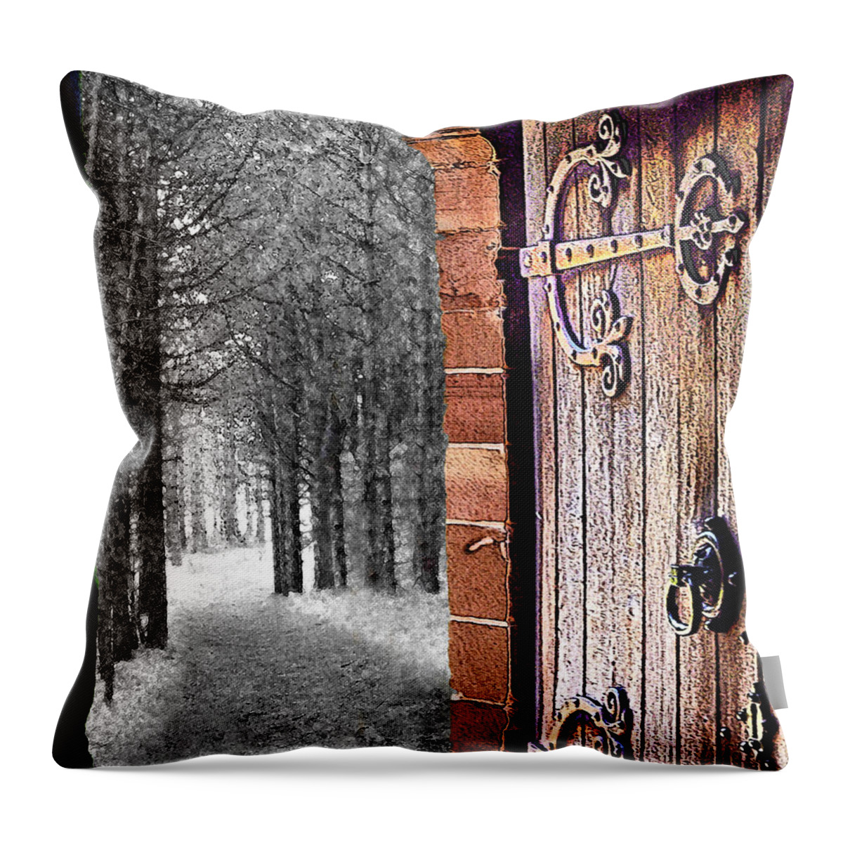 Door Throw Pillow featuring the digital art Doorway to Hadrian's Wood by Vicki Lea Eggen