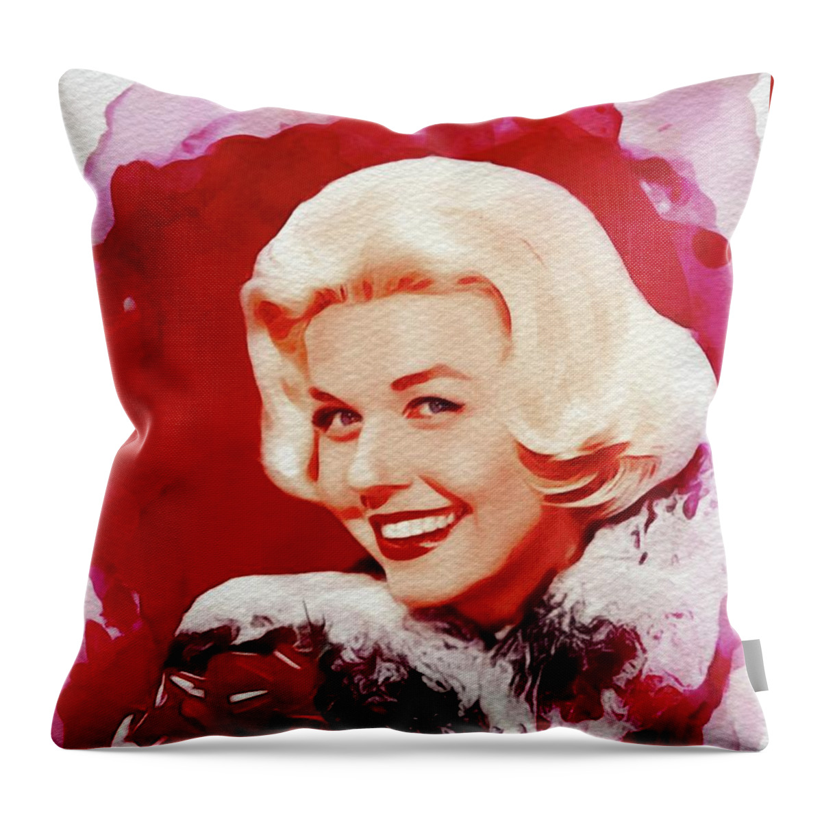 Doris Throw Pillow featuring the painting Doris Day, Movie Star by Esoterica Art Agency