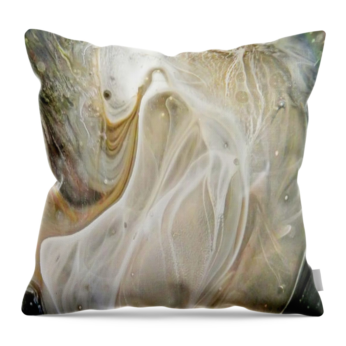Abstract Throw Pillow featuring the digital art Double Rainbow Duck by Frances Miller