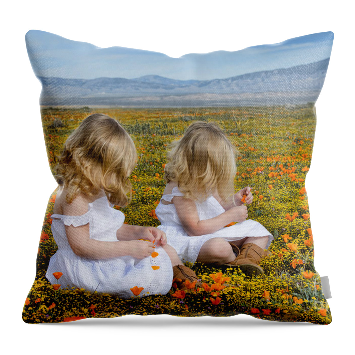 Poppy Throw Pillow featuring the photograph Double Take in a Poppy Field by Norma Warden