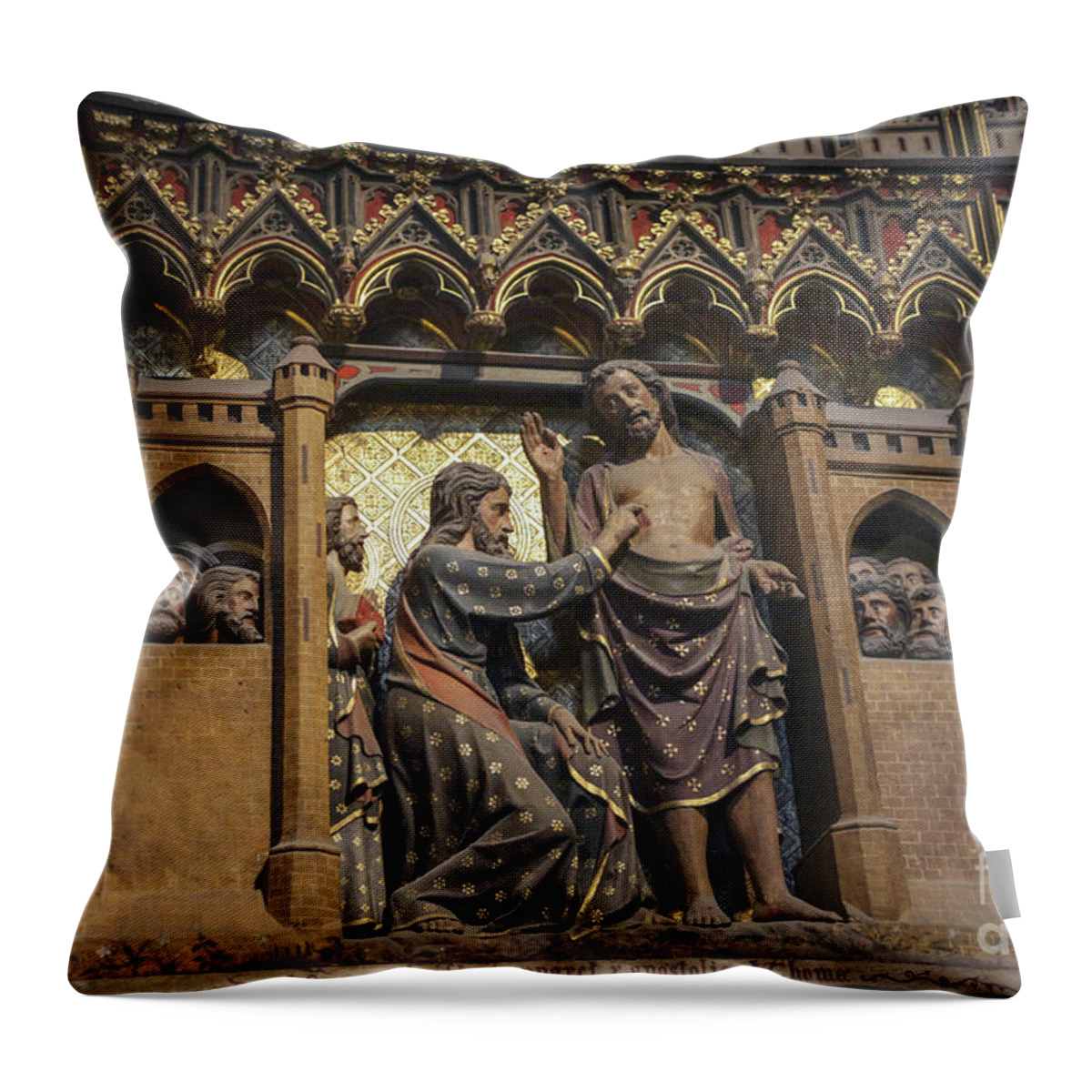 Apostles Throw Pillow featuring the photograph Doubting Thomas scene by Patricia Hofmeester