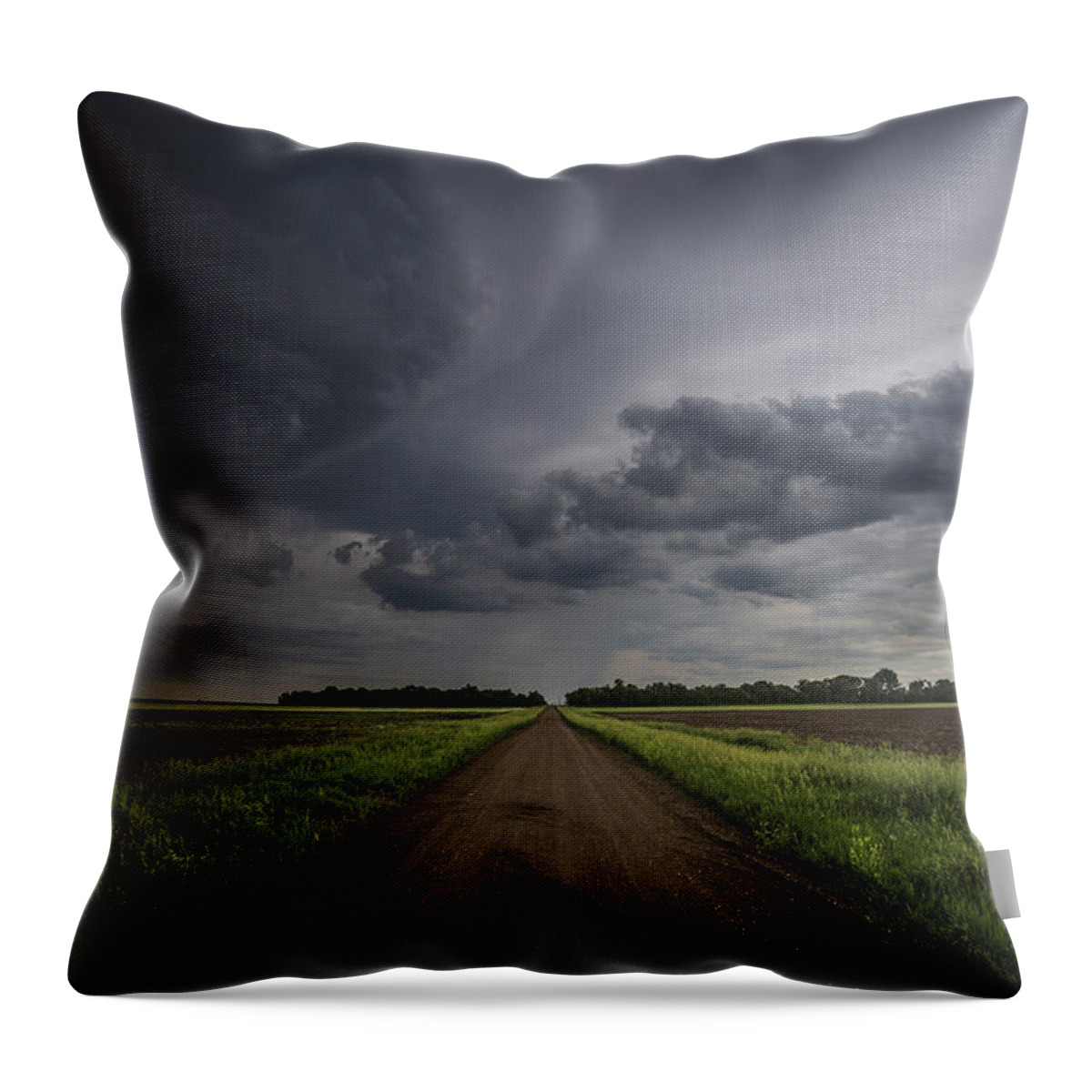 Gravel Road Throw Pillow featuring the photograph Down a little dirt road by Aaron J Groen