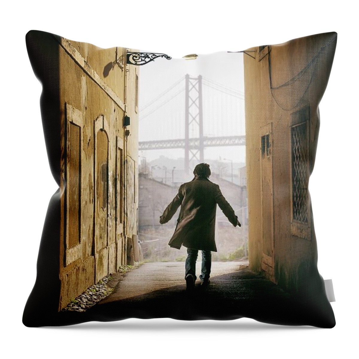 Alleyway Throw Pillow featuring the photograph Down The Alley by Carlos Caetano