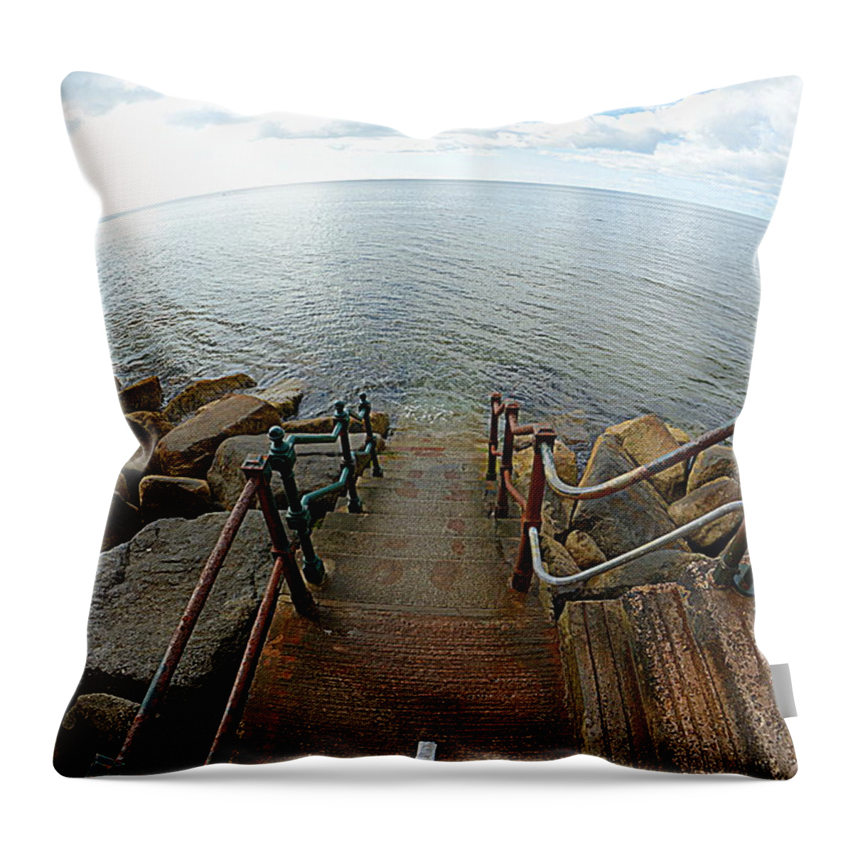 Steps Throw Pillow featuring the photograph Down to the sea by Andy Thompson