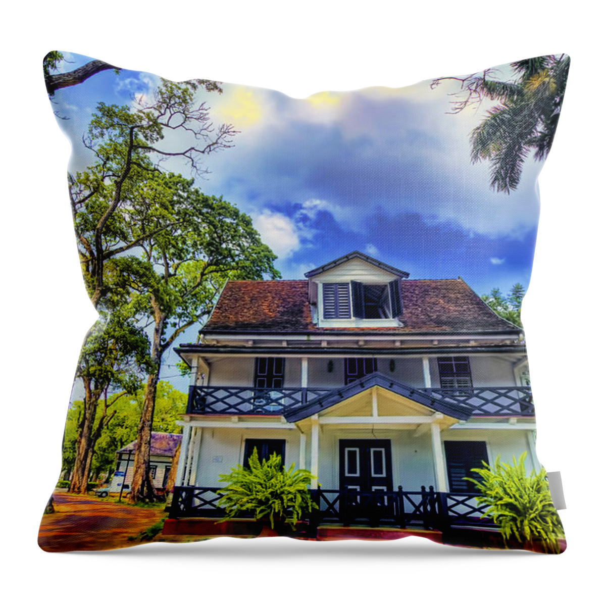 Colonial Throw Pillow featuring the photograph Downtown in the Tropics by Nadia Sanowar