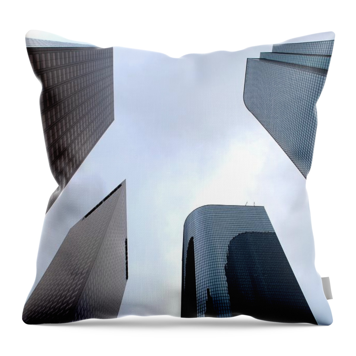 Skyscrapers Throw Pillow featuring the photograph Downtown LA Four Skyscrapers by Matt Quest