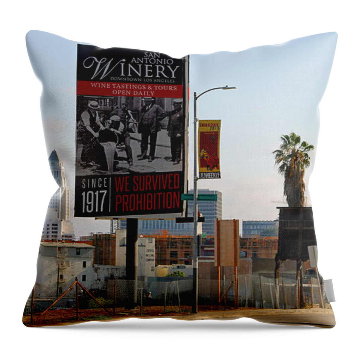 Los Angeles Throw Pillow featuring the photograph @Downtown Los Angeles by Jim McCullaugh
