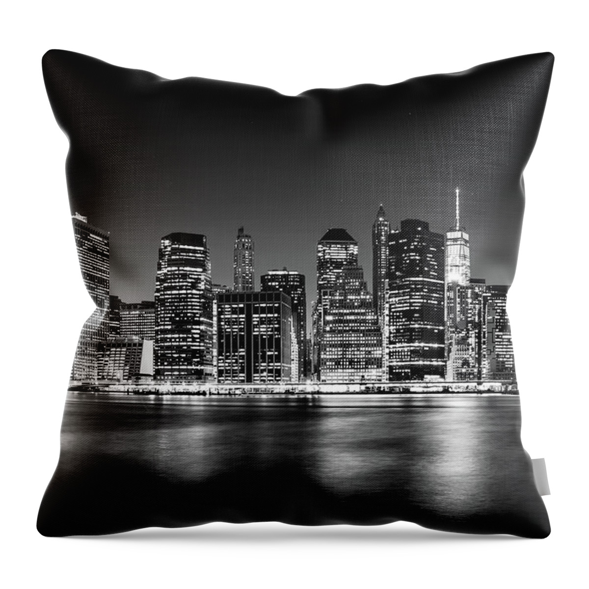 One World Trade Center Throw Pillow featuring the photograph Downtown Manhattan BW by Az Jackson