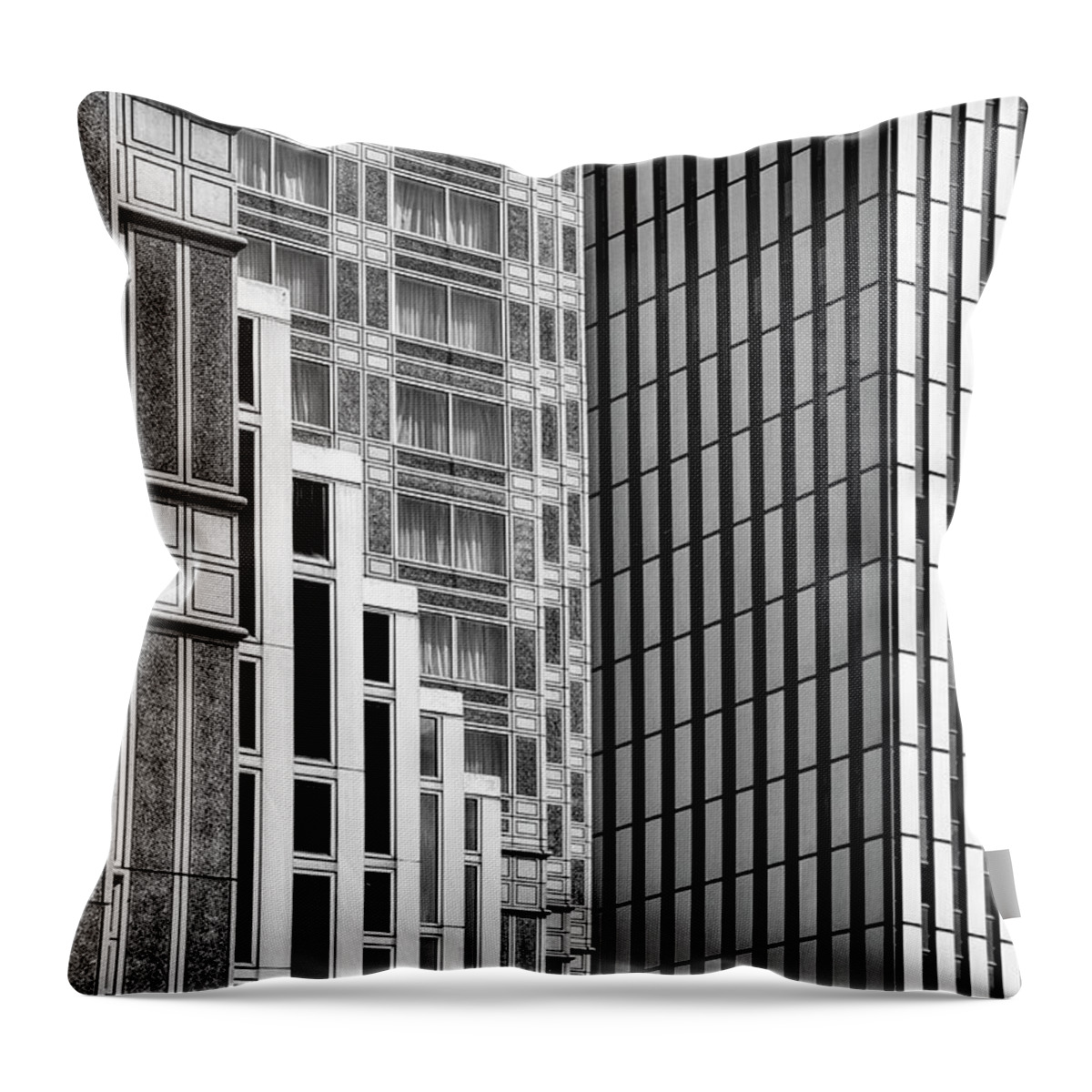 Pittsburgh Throw Pillow featuring the photograph Downtown Pittsburgh Architecture Design - Black and White by Mitch Spence