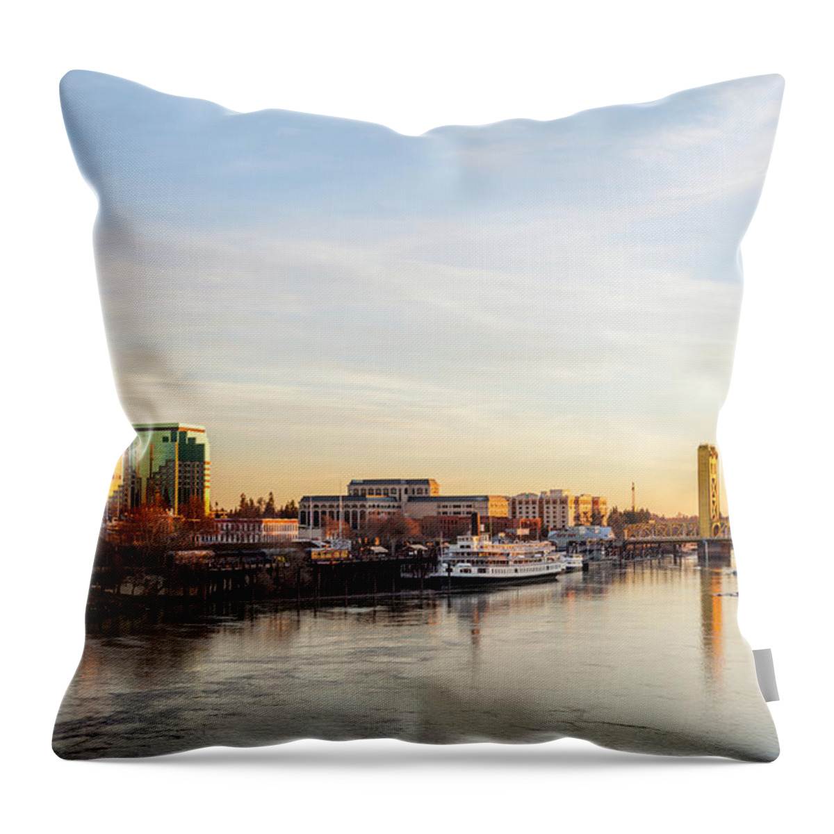 Downtown Throw Pillow featuring the photograph Downtown Sacramento skyline near sunset by Ken Brown