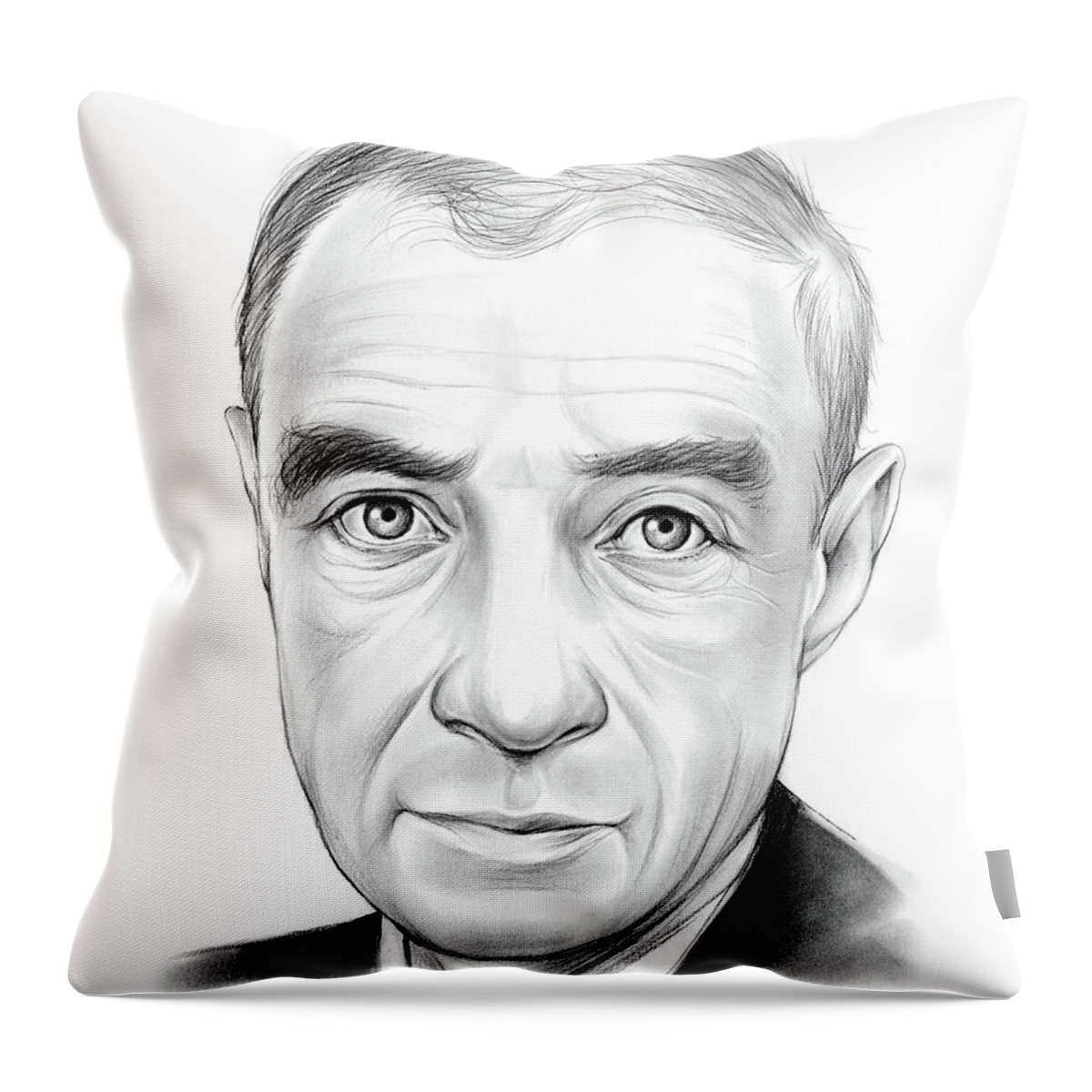 Oppenheimer Throw Pillow featuring the drawing Dr. J. Robert Oppenheimer by Greg Joens