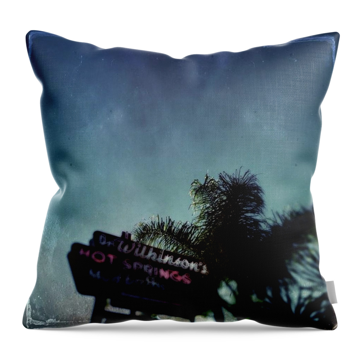 Tintypeapp Throw Pillow featuring the photograph Dr Wilkenson's Hot Springs And Mud by Ginger Oppenheimer