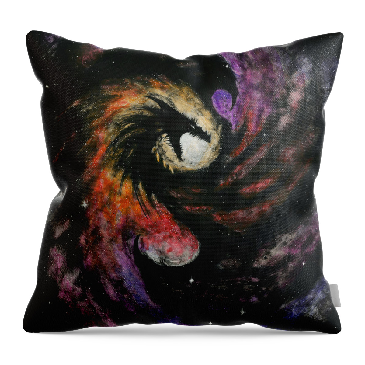 Dragon Throw Pillow featuring the painting Dragon Galaxy by Stanley Morrison