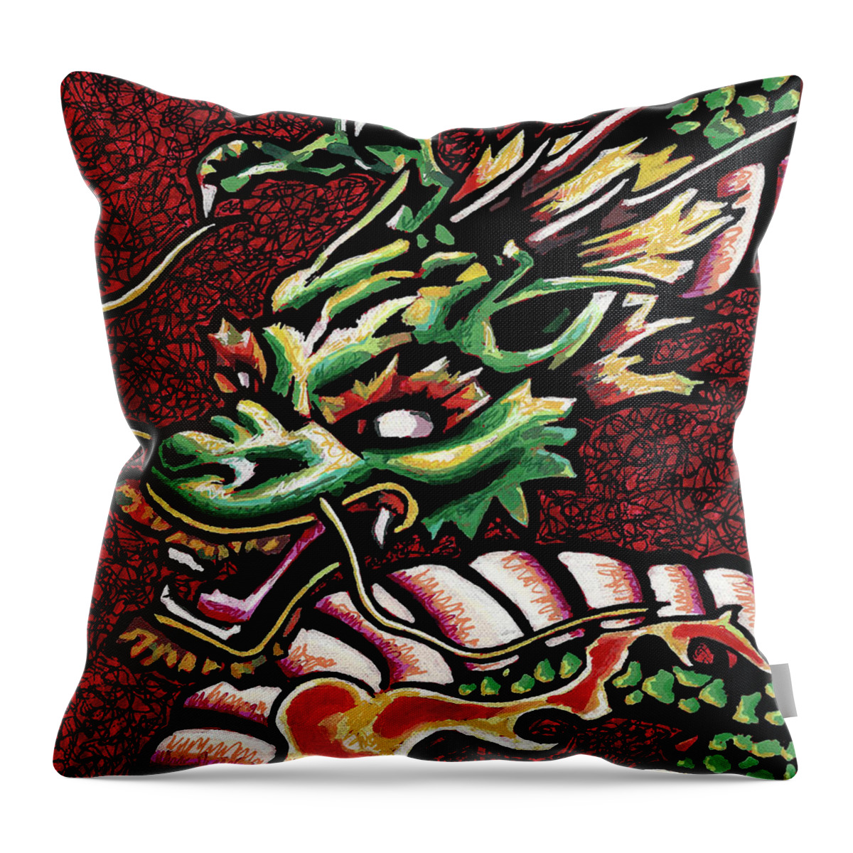 Creature Throw Pillow featuring the painting Dragon by Maria Arango