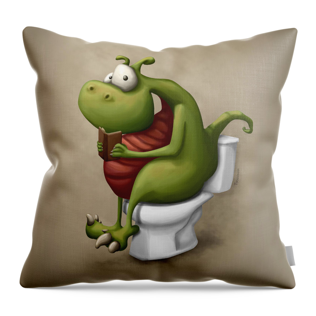 Toilet Throw Pillow featuring the digital art Dragon number 2 by Tooshtoosh