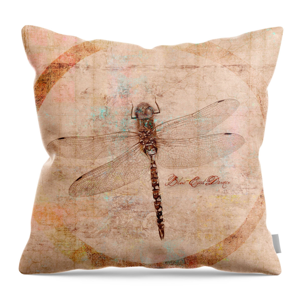 Dragonfly Throw Pillow featuring the mixed media Dragonfly by Carol Leigh