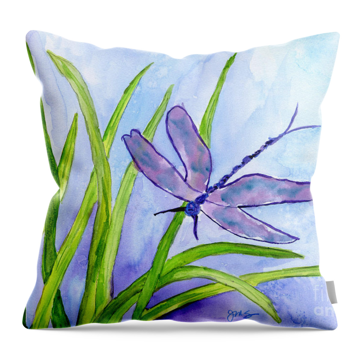 Nature Throw Pillow featuring the painting Dragonfly by Julia Stubbe