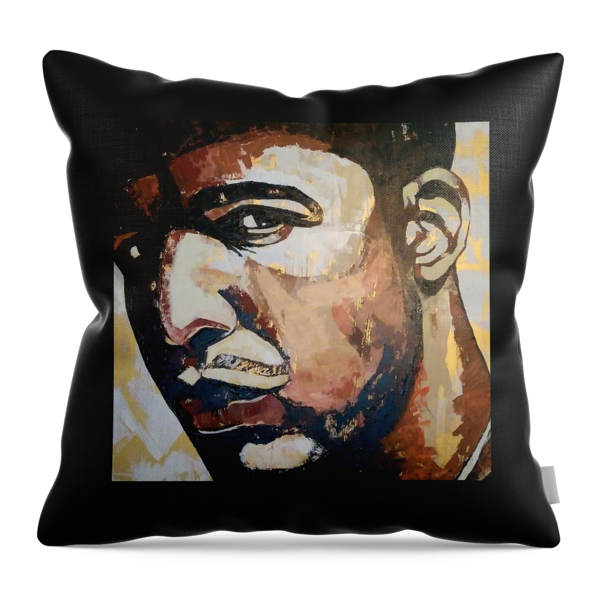 Abstract Realism Of Drake Whose Favorite Color Happens T Be Brown So That Determined The Palette. Throw Pillow featuring the painting Drake by Femme Blaicasso
