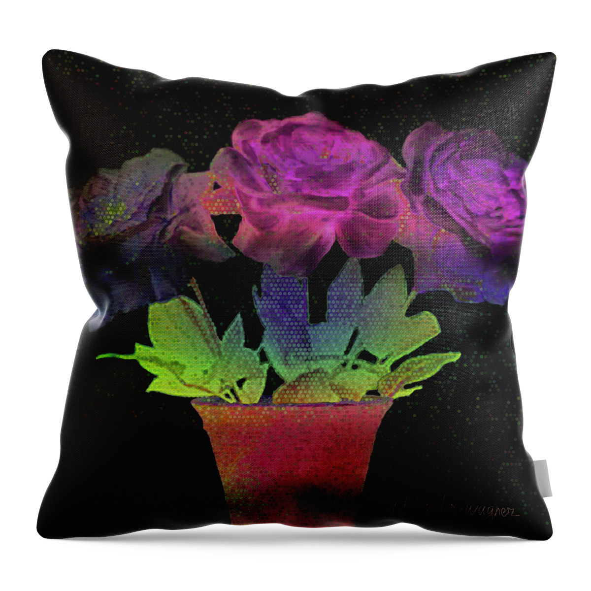 Rose Throw Pillow featuring the digital art Dramatic Roses by Arline Wagner