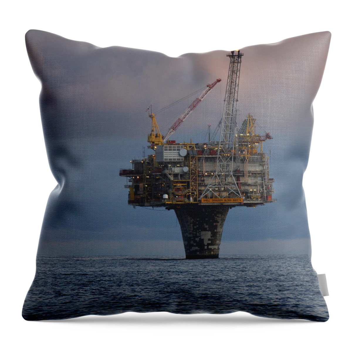 Draugen Throw Pillow featuring the photograph Draugen Platform #1 by Charles and Melisa Morrison