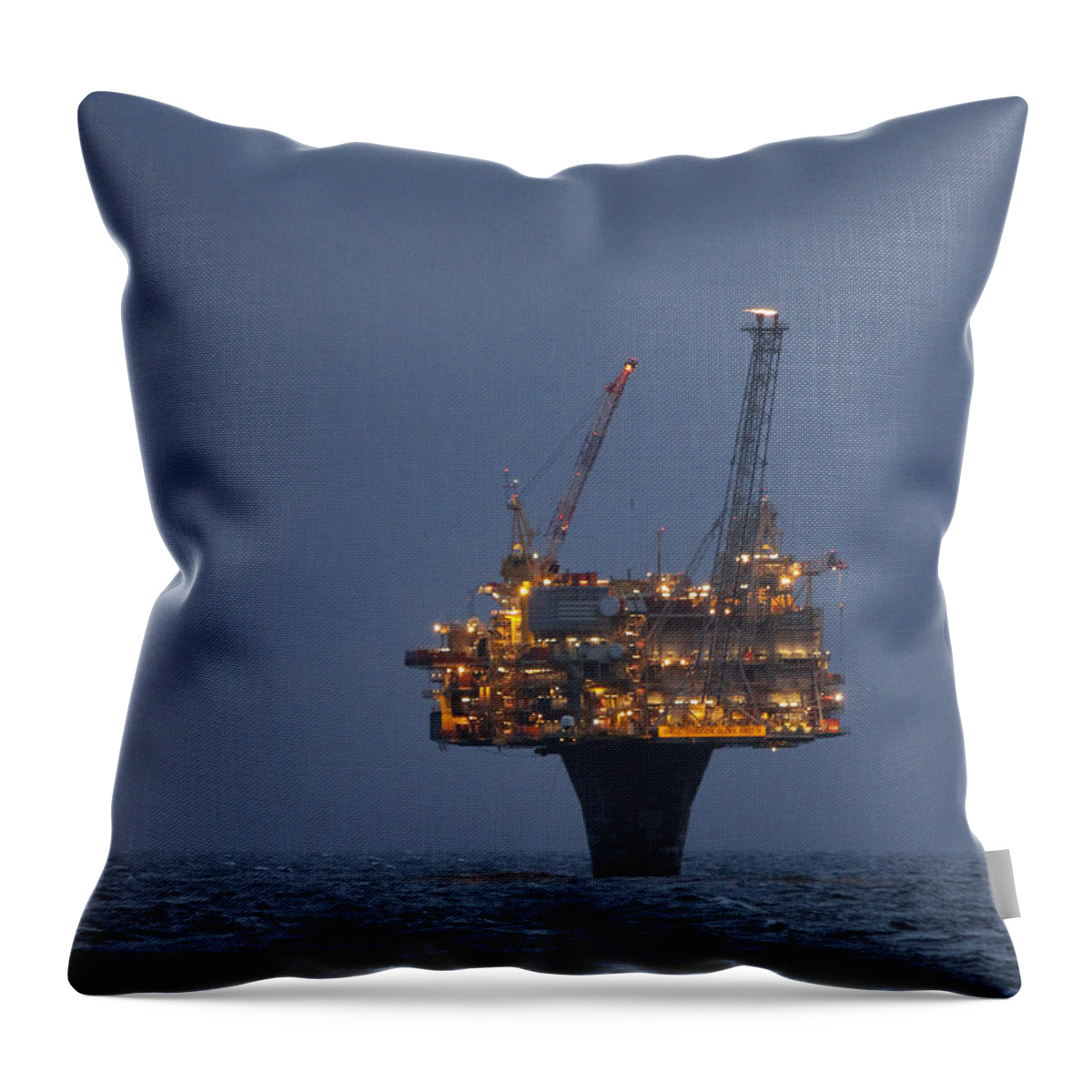 Draugen Throw Pillow featuring the photograph Draugen Platform #2 by Charles and Melisa Morrison