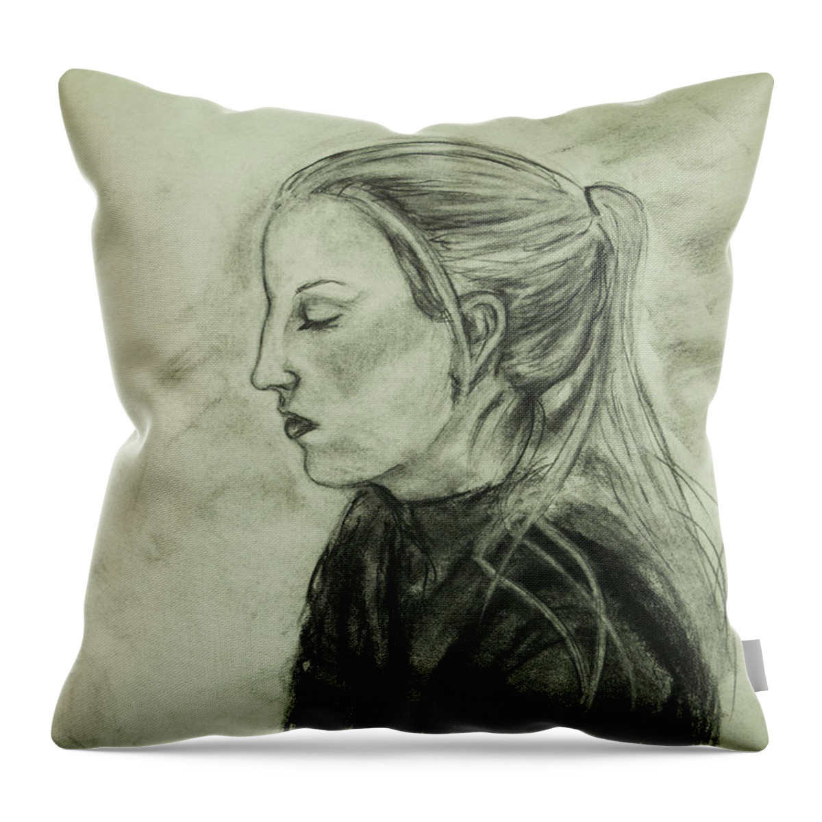 Figure Throw Pillow featuring the drawing Drawing of an Artist by Angelique Bowman