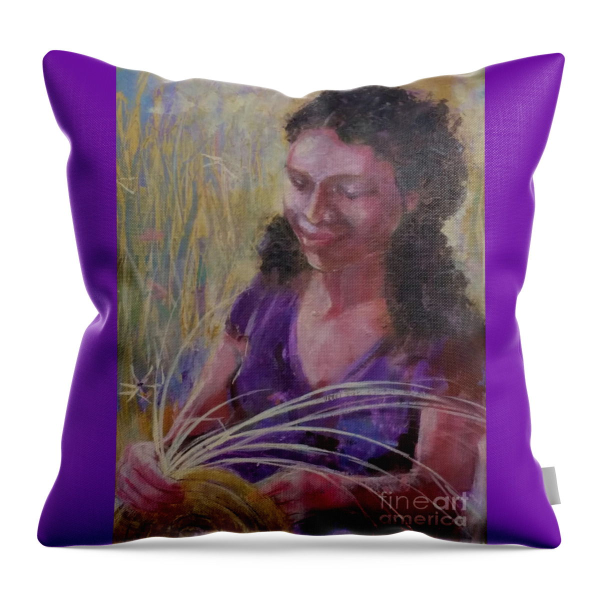 Basket Throw Pillow featuring the painting Dream Weaver by Gertrude Palmer