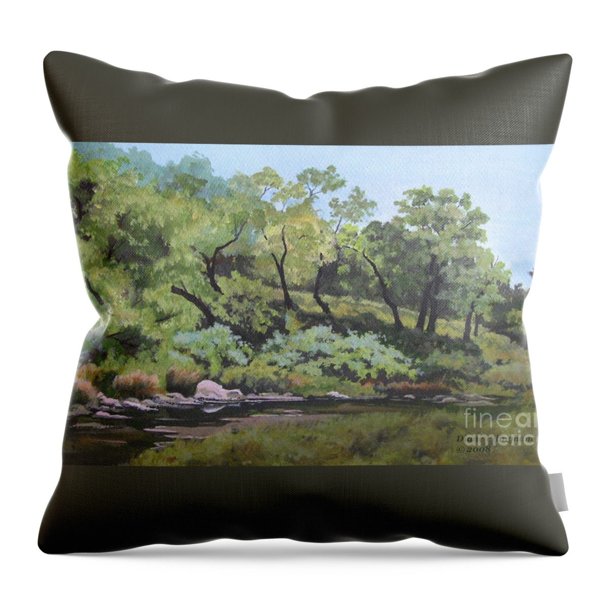 Nature Throw Pillow featuring the painting Dreaming By The Creek by Diane Ellingham