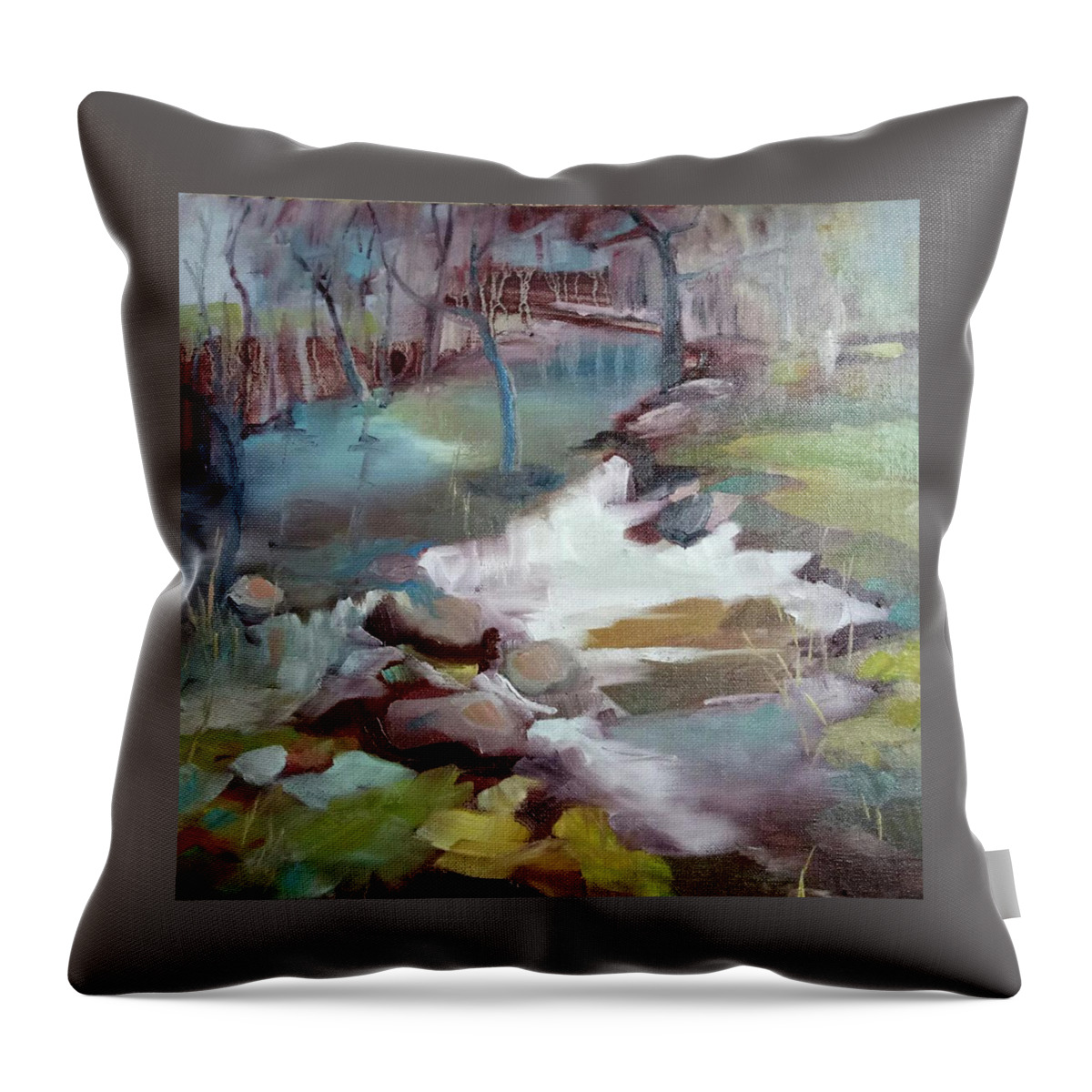  Throw Pillow featuring the painting Dreaming place by Kim PARDON