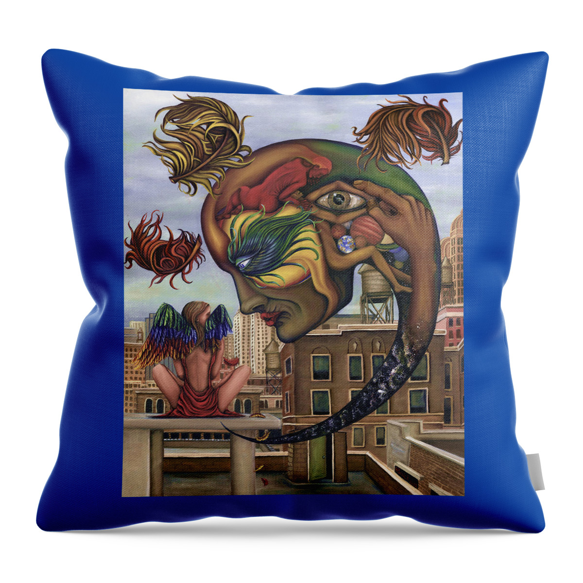 Oil Throw Pillow featuring the painting Dreams Lost The Molting by Karen Musick