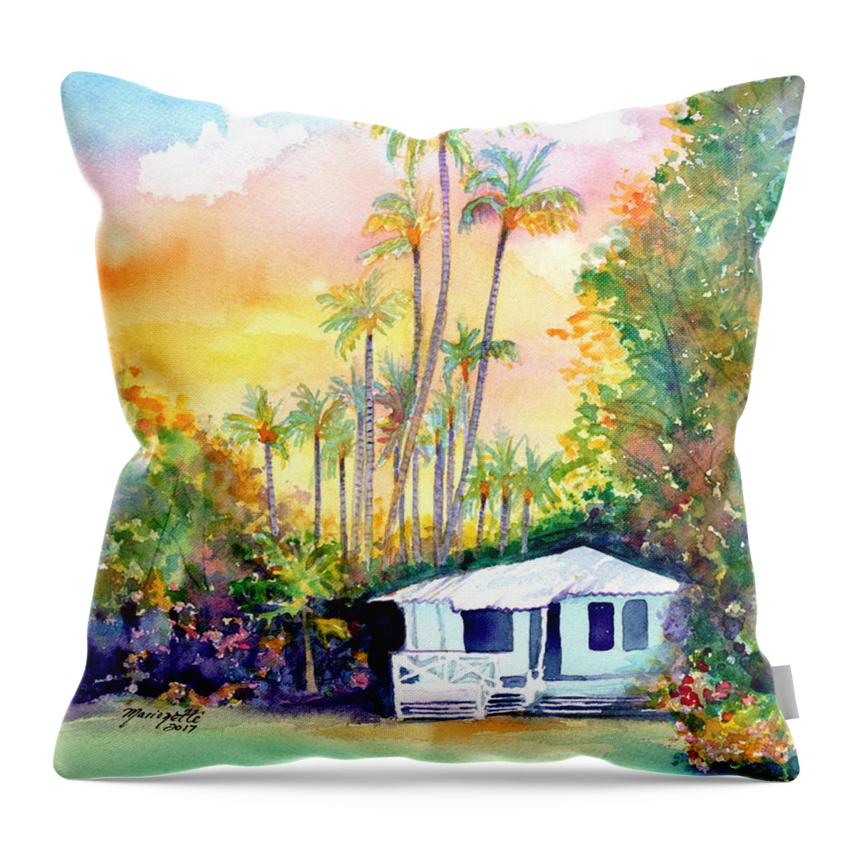 Prints Throw Pillow featuring the painting Dreams of Kauai 3 by Marionette Taboniar