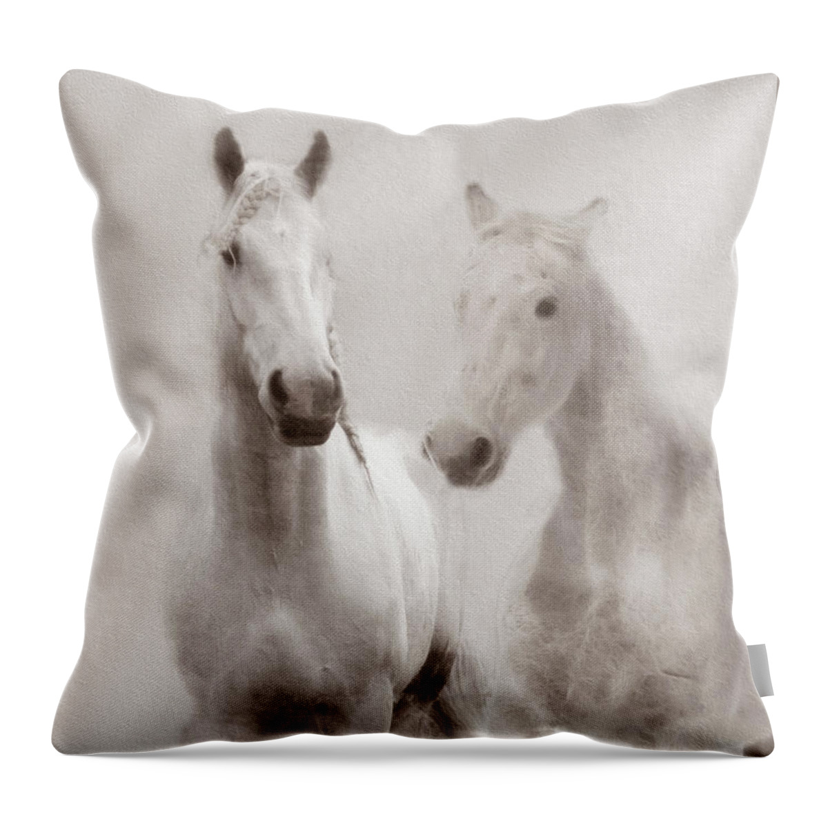 Horses Throw Pillow featuring the photograph Dreamy Horses by Michele A Loftus