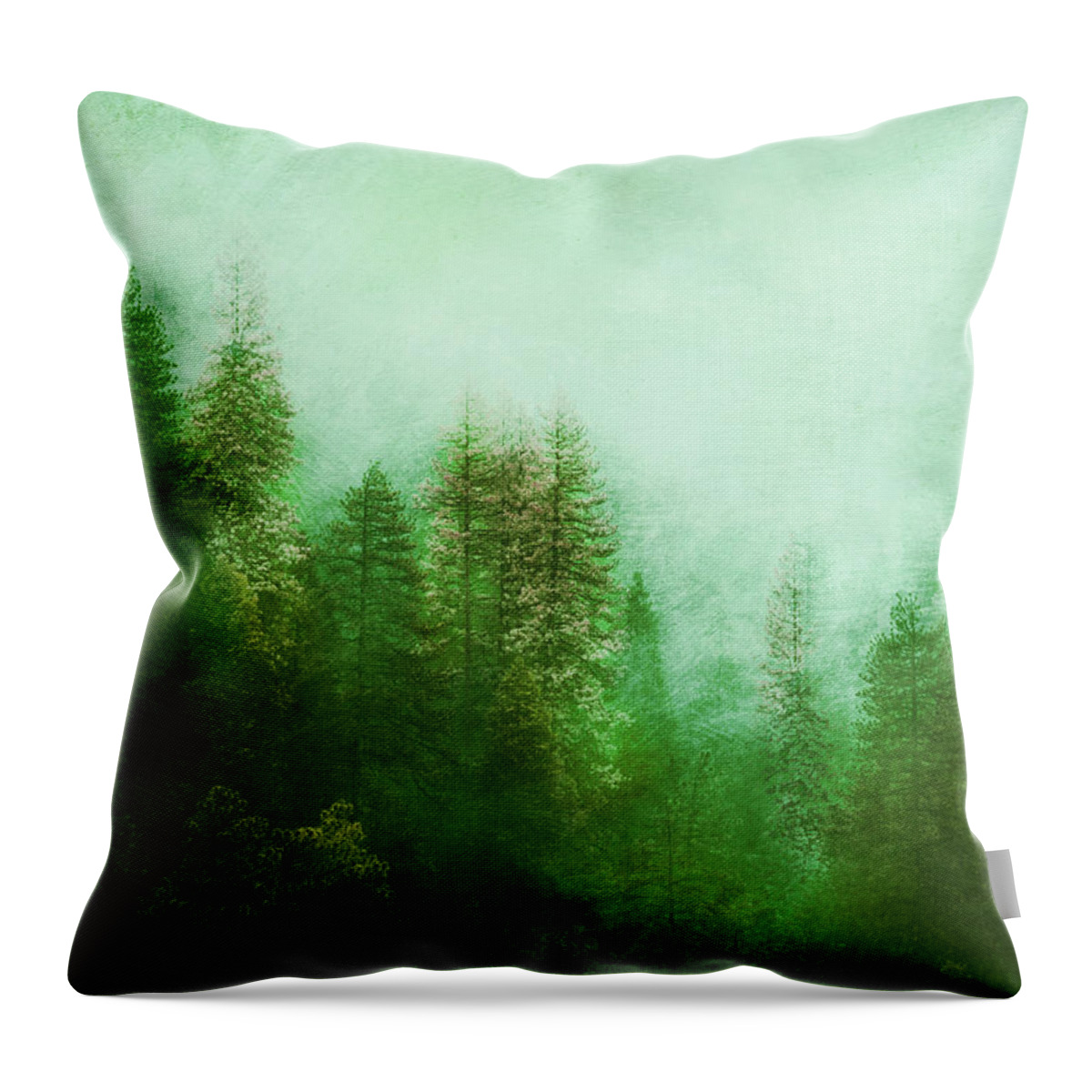 Nature Throw Pillow featuring the digital art Dreamy Spring Forest by Klara Acel