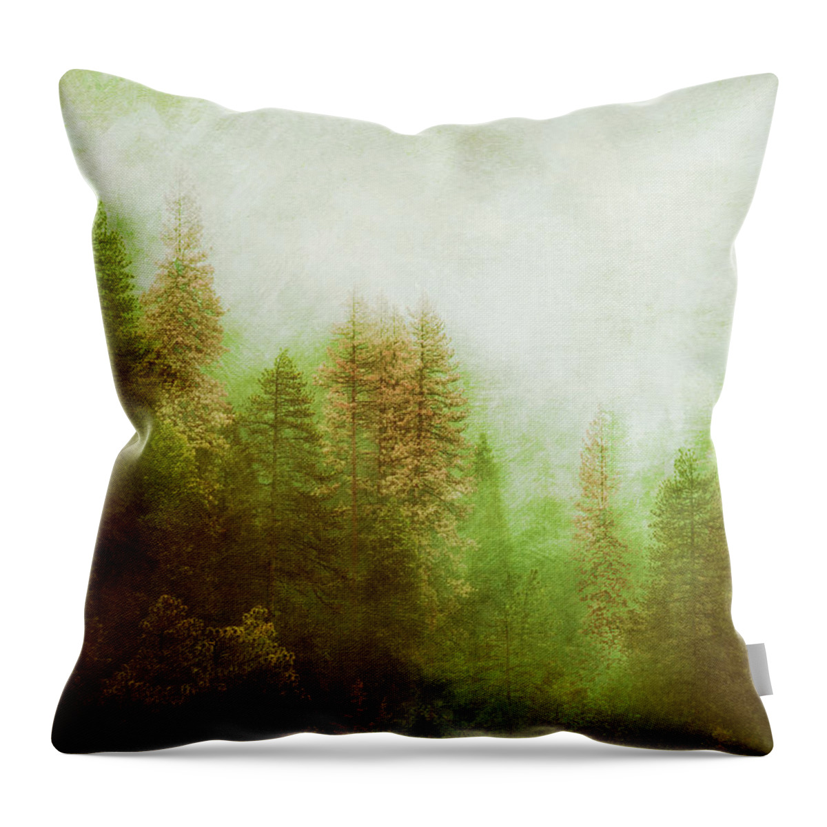 Nature Throw Pillow featuring the digital art Dreamy Summer Forest by Klara Acel
