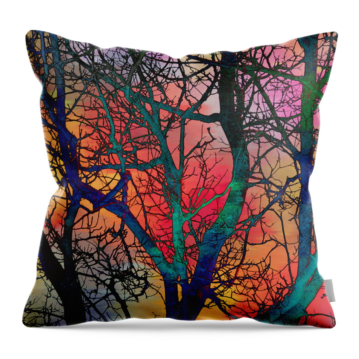 Abstract Throw Pillow featuring the digital art Dreamy Sunset by Klara Acel