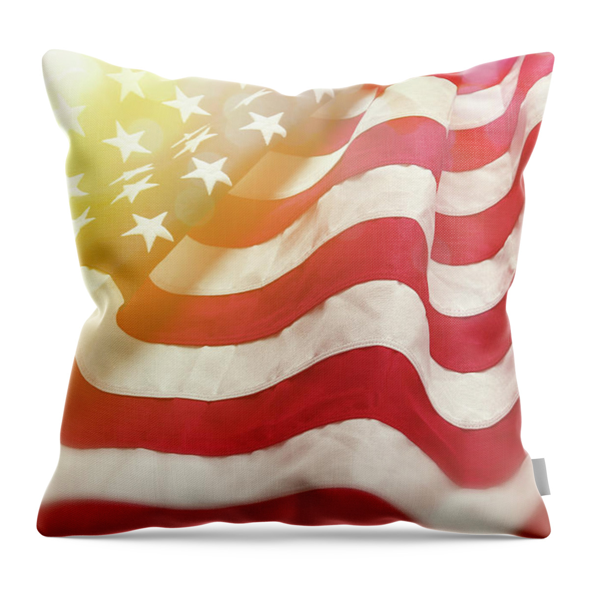 American Flag Throw Pillow featuring the photograph Dreamy USA flag 1 by Les Cunliffe