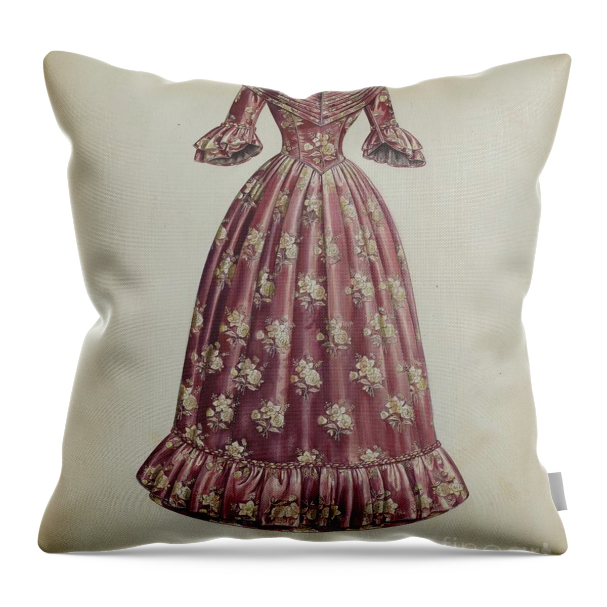  Throw Pillow featuring the drawing Dress by Jean Peszel