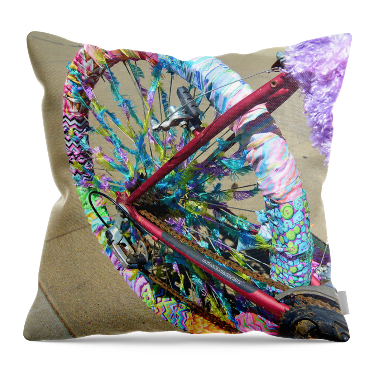 Bicycle Throw Pillow featuring the photograph Dressed Up Wheel by Josephine Buschman
