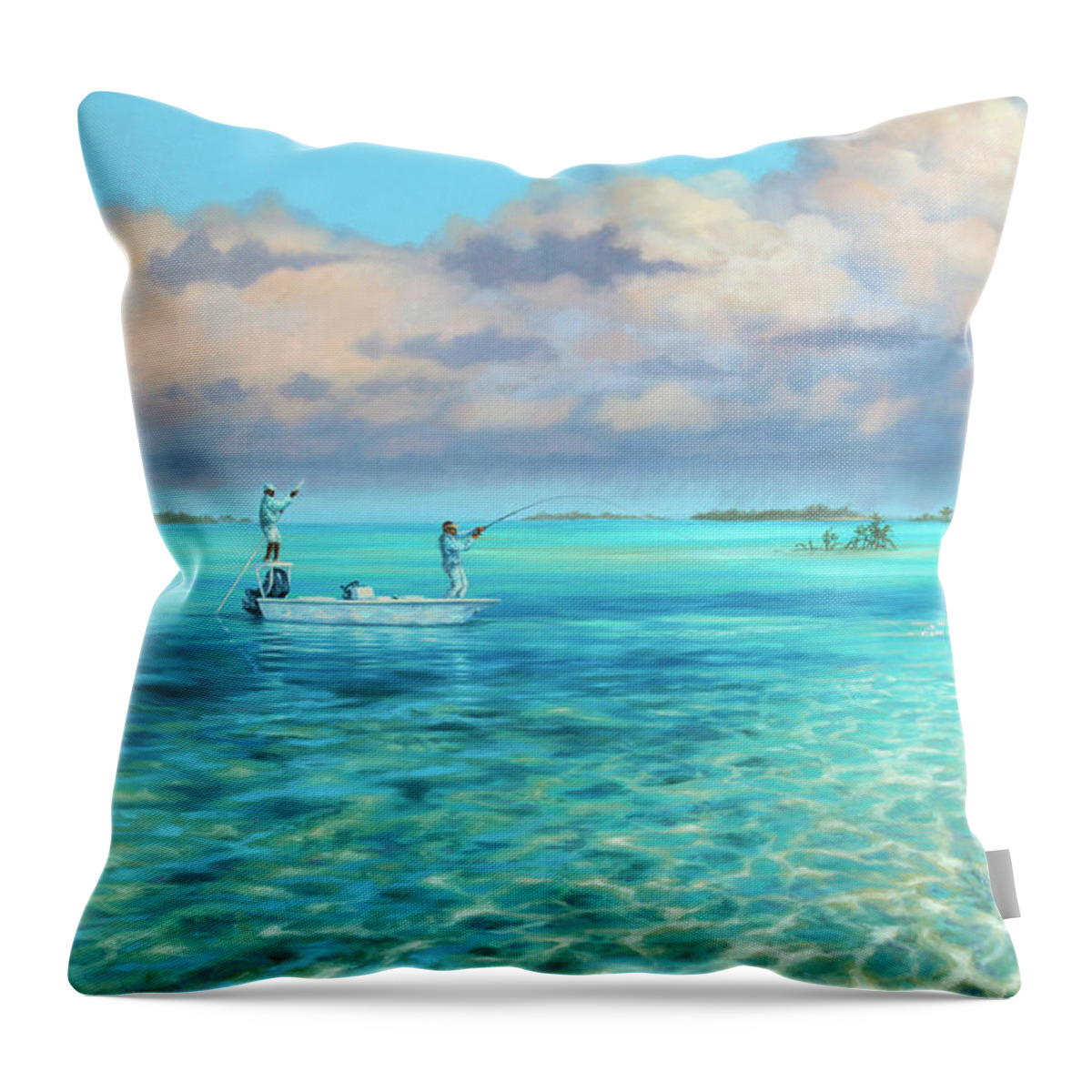 Bahamas Throw Pillow featuring the painting Drifting the Reef by Guy Crittenden