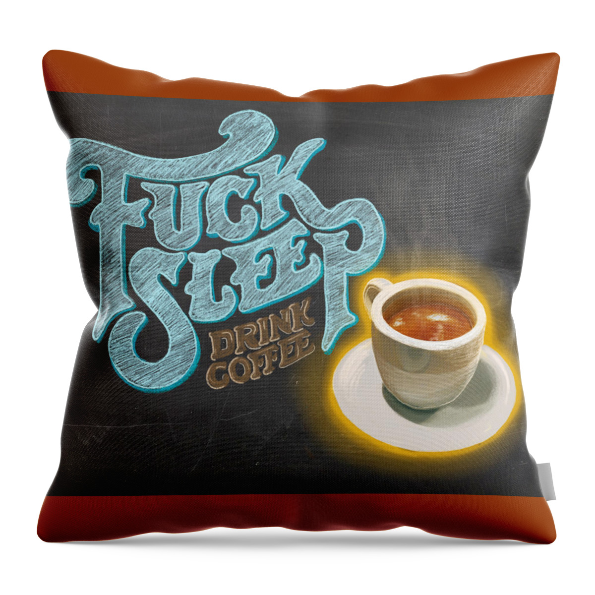 Chalk Throw Pillow featuring the drawing Drink More Coffee by Little Bunny Sunshine