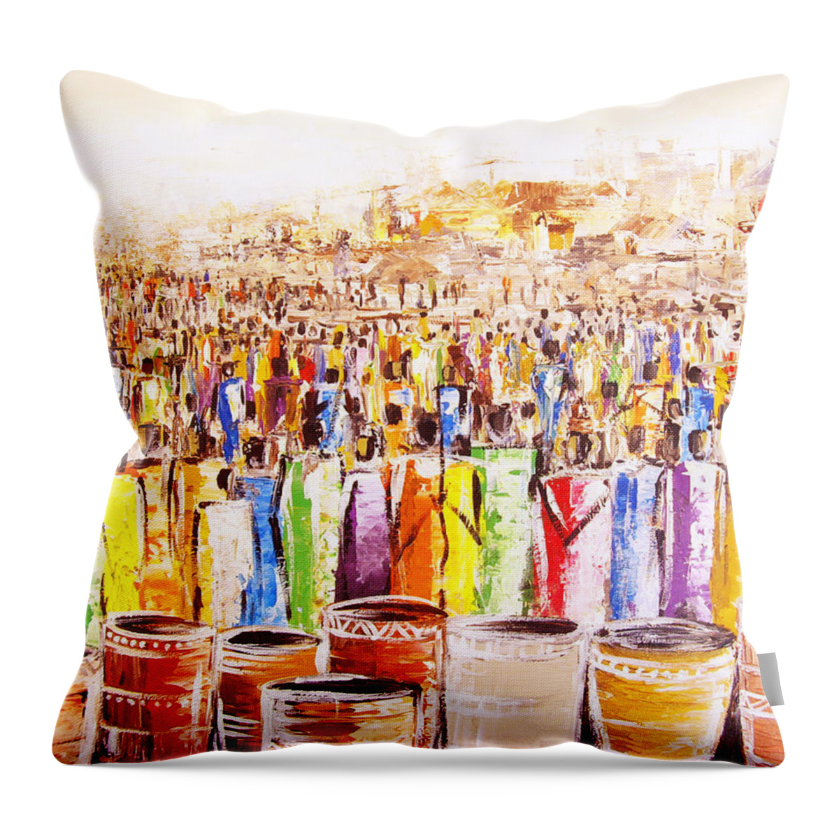 Nii Hylton Throw Pillow featuring the painting Drink Festival by Nii Hylton