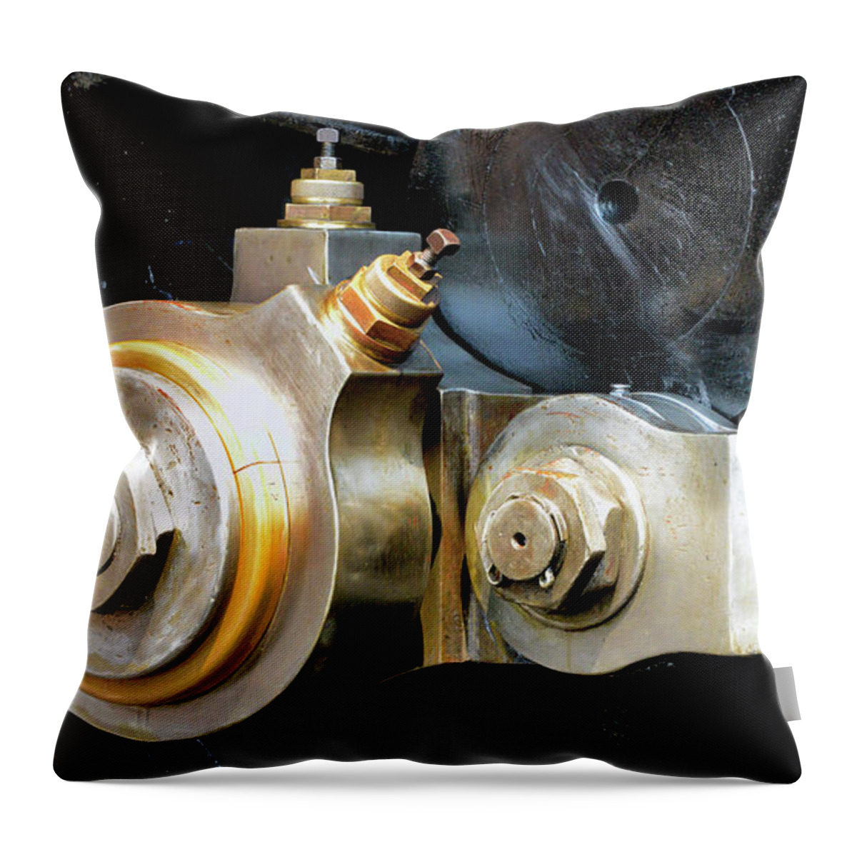 D2-rr-1798-p Throw Pillow featuring the photograph Drive wheel linkage by Paul W Faust - Impressions of Light